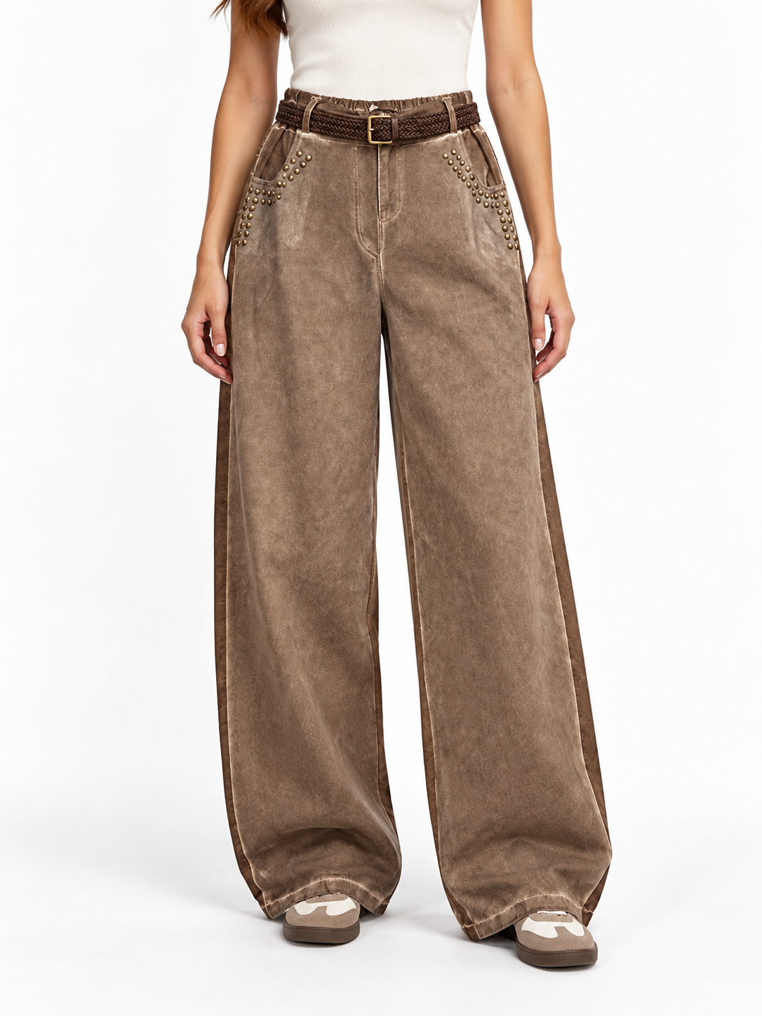 Pantalón de Algodón con Tachuelas