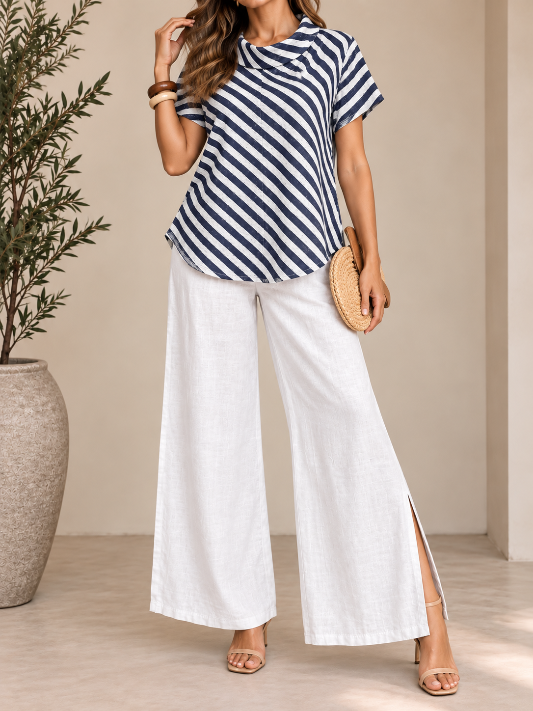 Set de Lino Rayas – Blusa + Pantalón