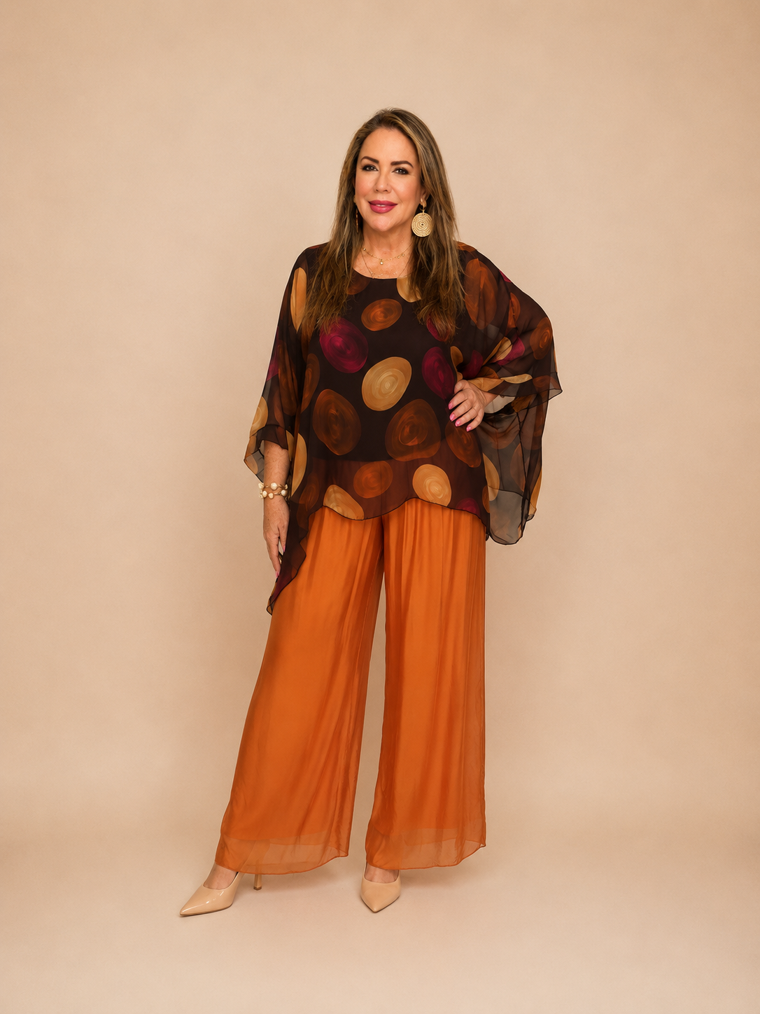 Set de Seda Estampado de Dos Piezas