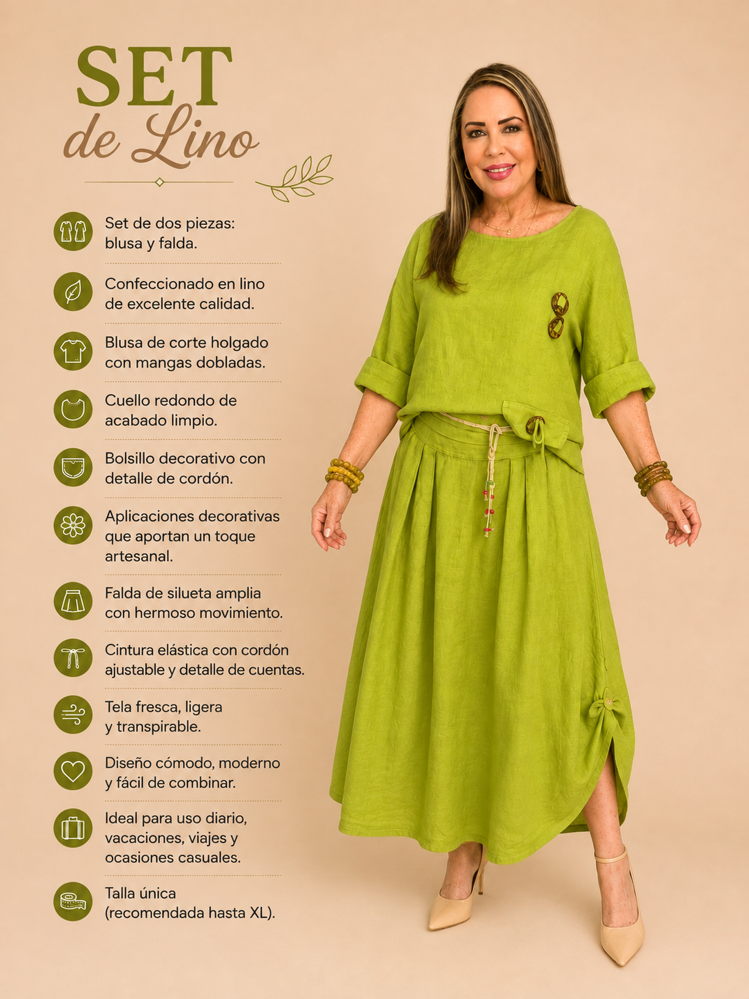 Set de Lino Verde Oliva