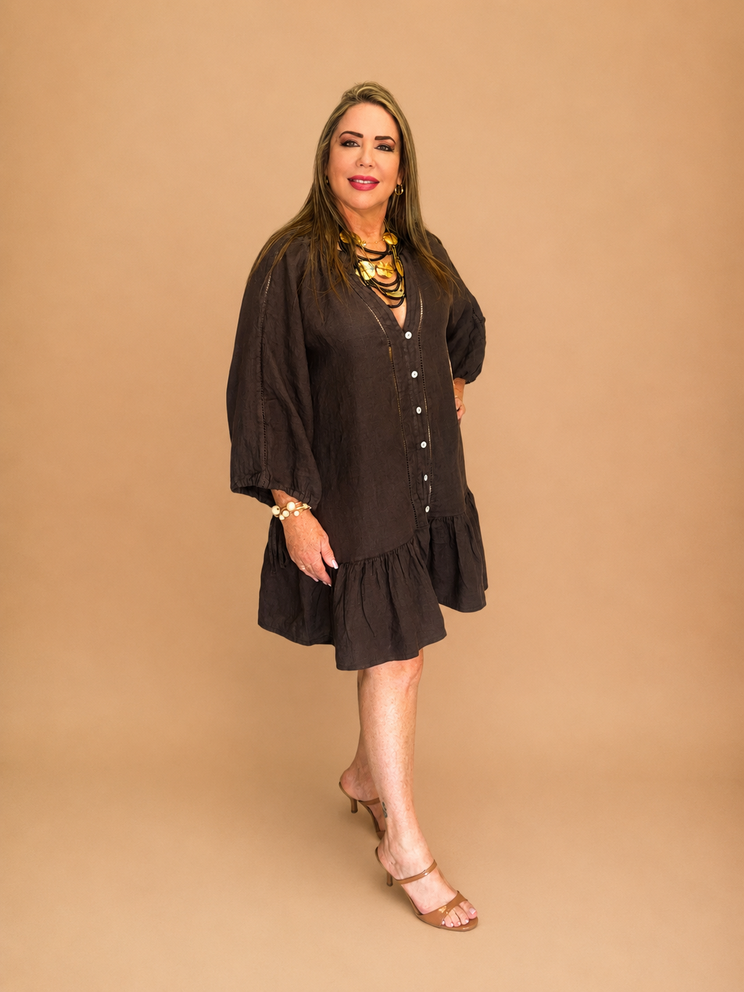 Vestido de Lino con Volantes