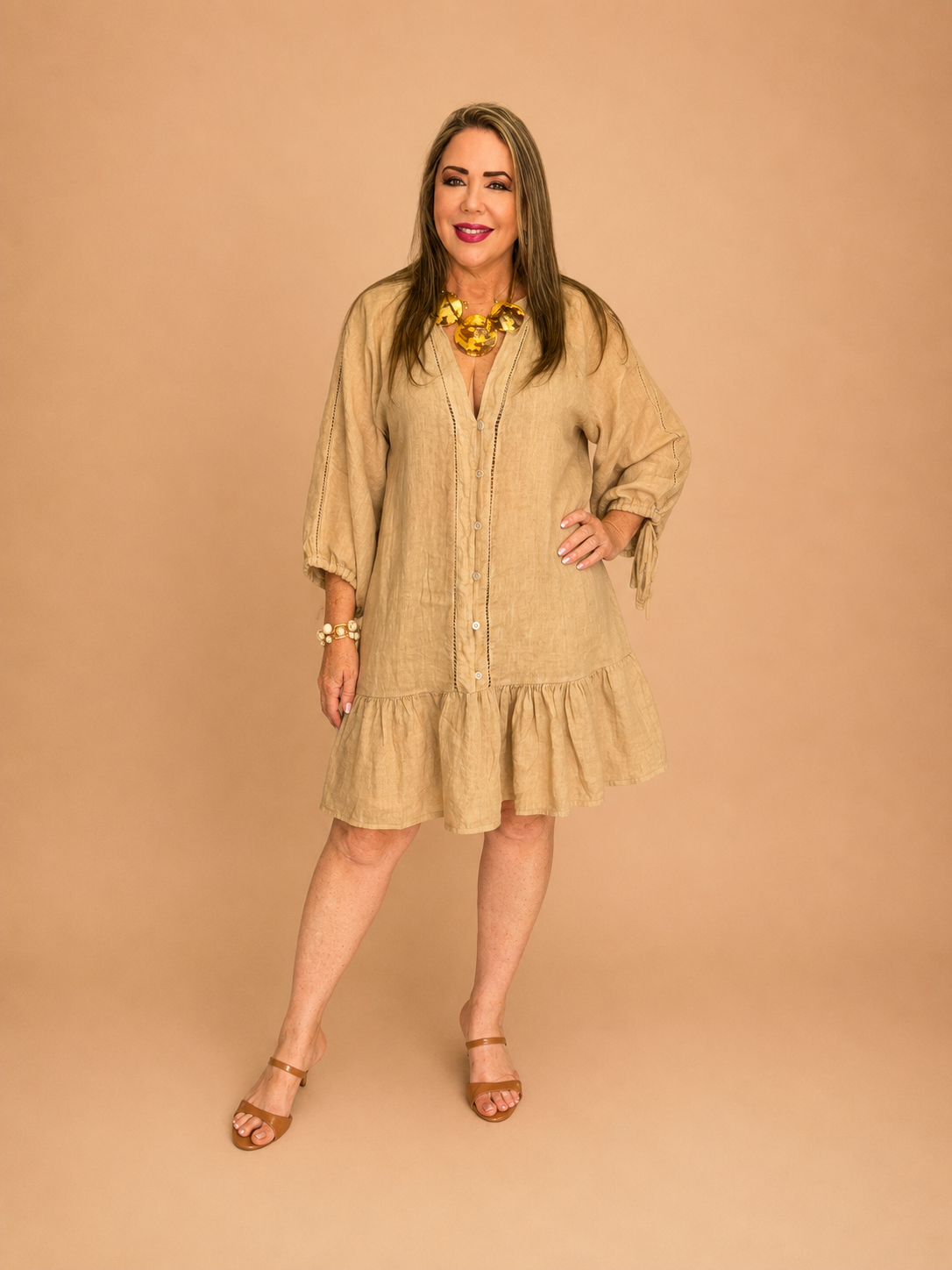 Vestido de Lino con Volantes