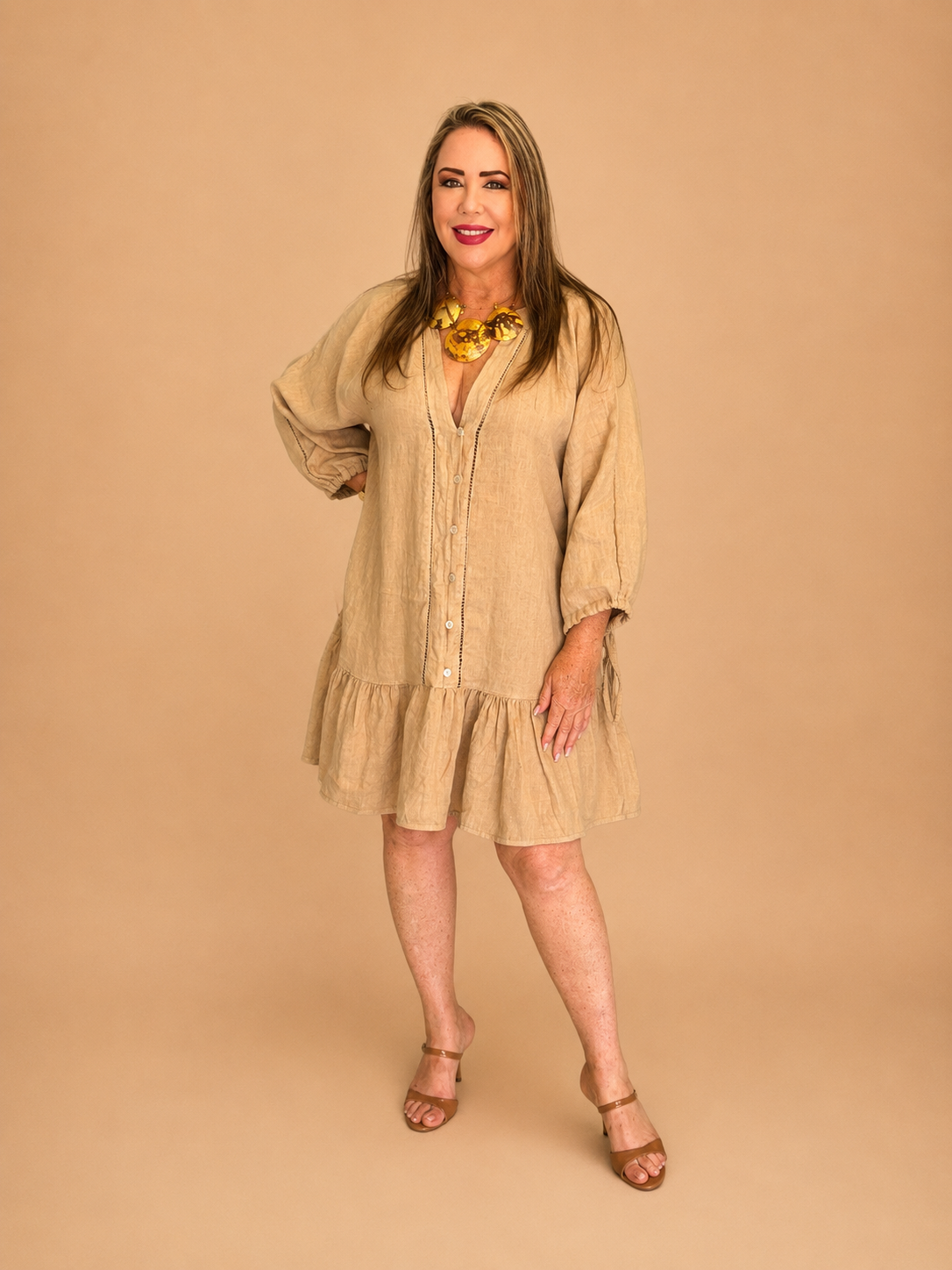 Vestido de Lino con Volantes