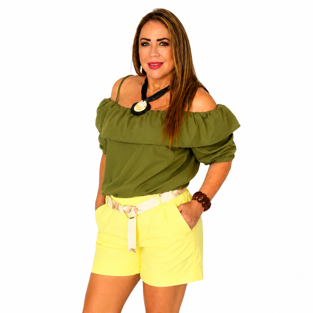 Blusa Off-Shoulder con Volantes