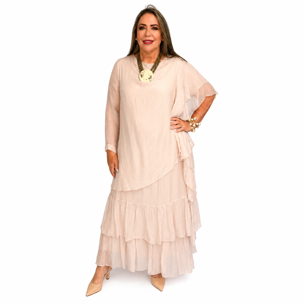 Blush Grace Silk & Viscose Dress
