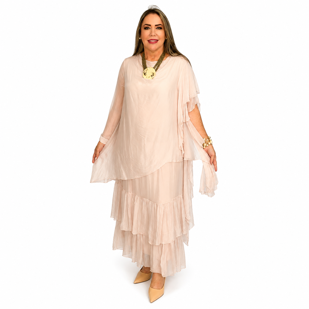 Blush Grace Silk & Viscose Dress