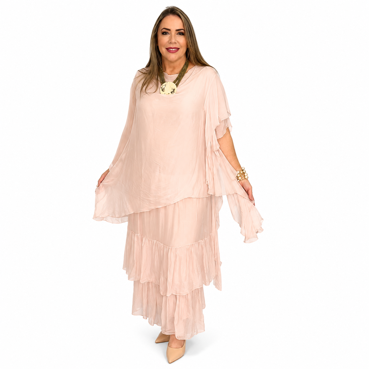 Blush Grace Silk & Viscose Dress
