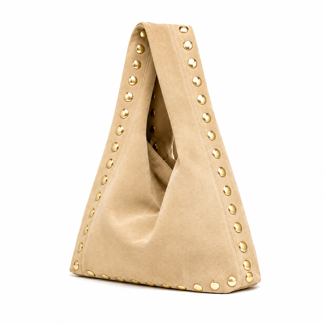 Bolso hobo elegante de piel con tachuelas para mujer
