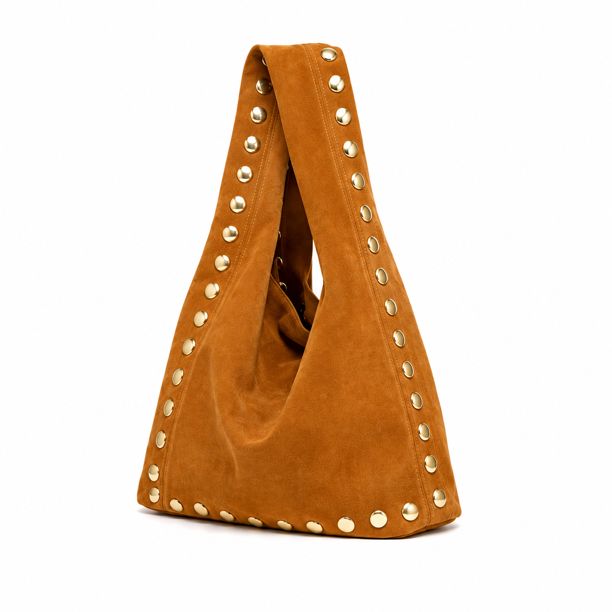 Bolso hobo elegante de piel con tachuelas para mujer