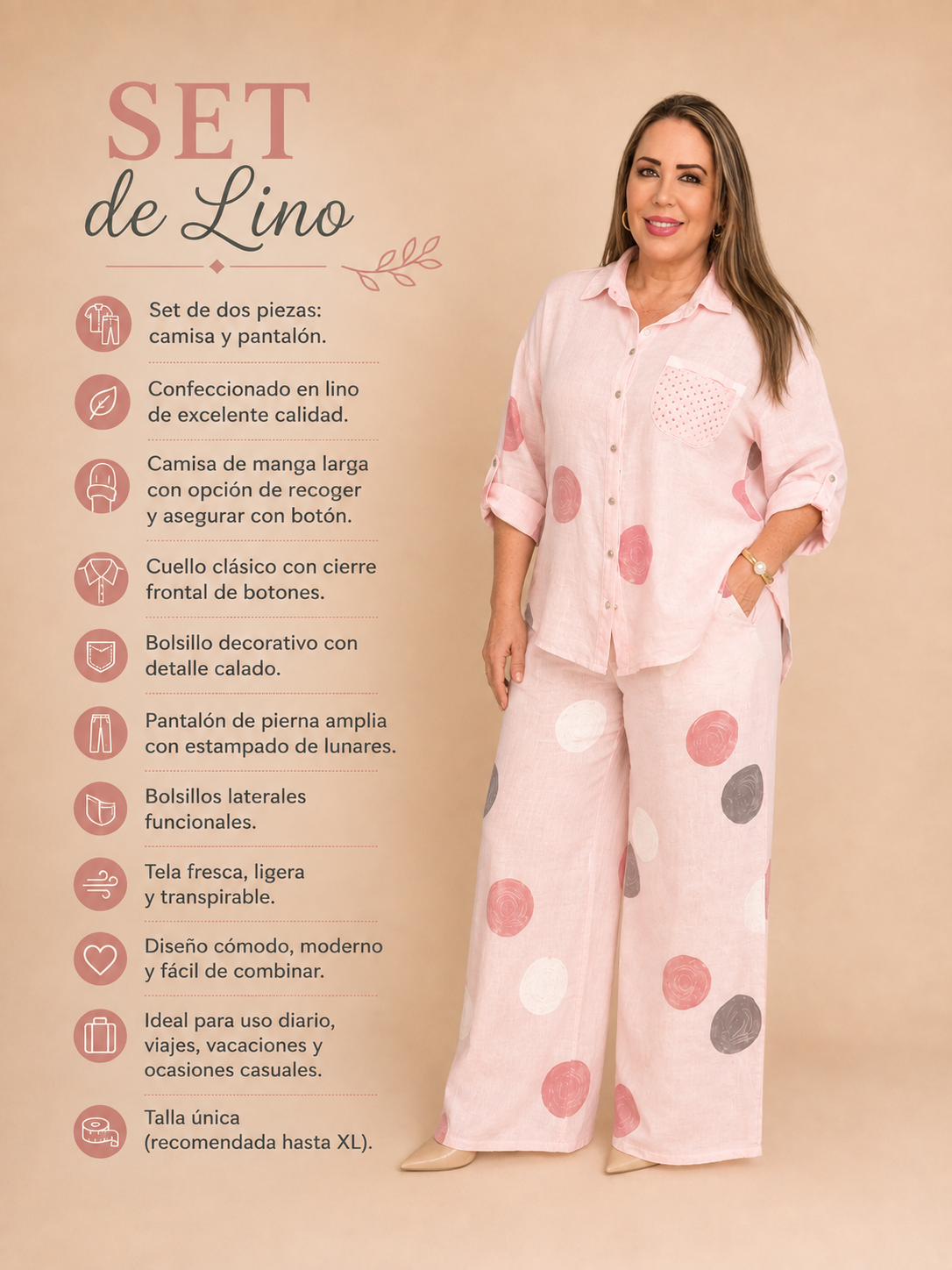 Set de Lino Rosa Primavera