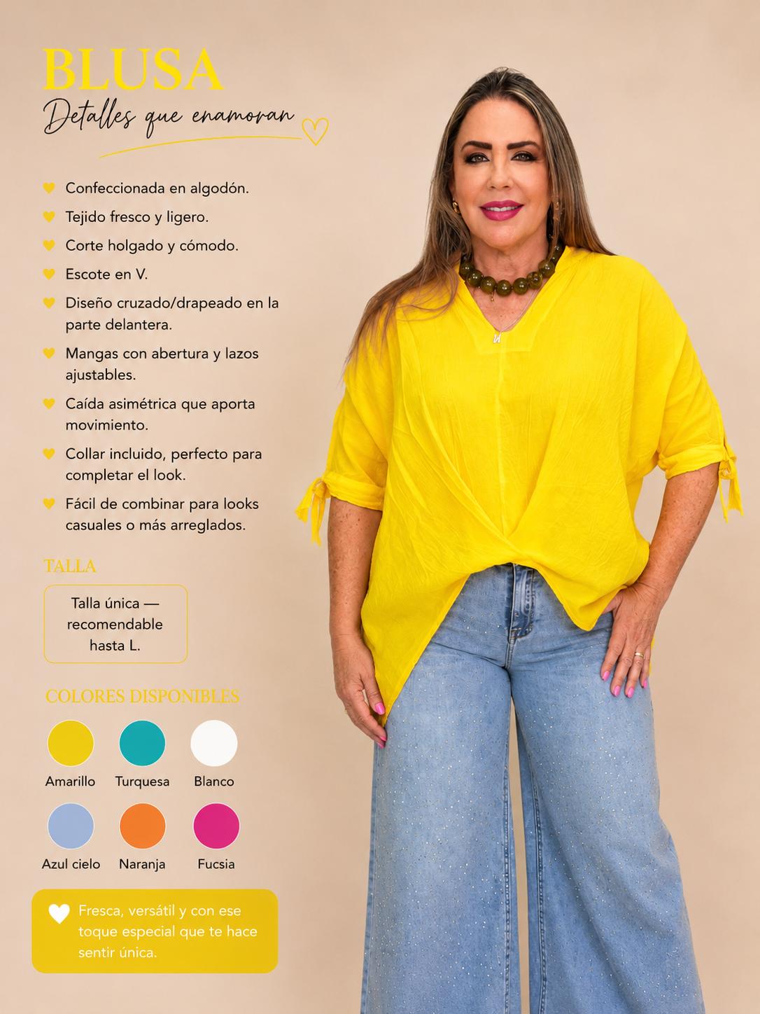Blusa de Algodón con Collar Incluido