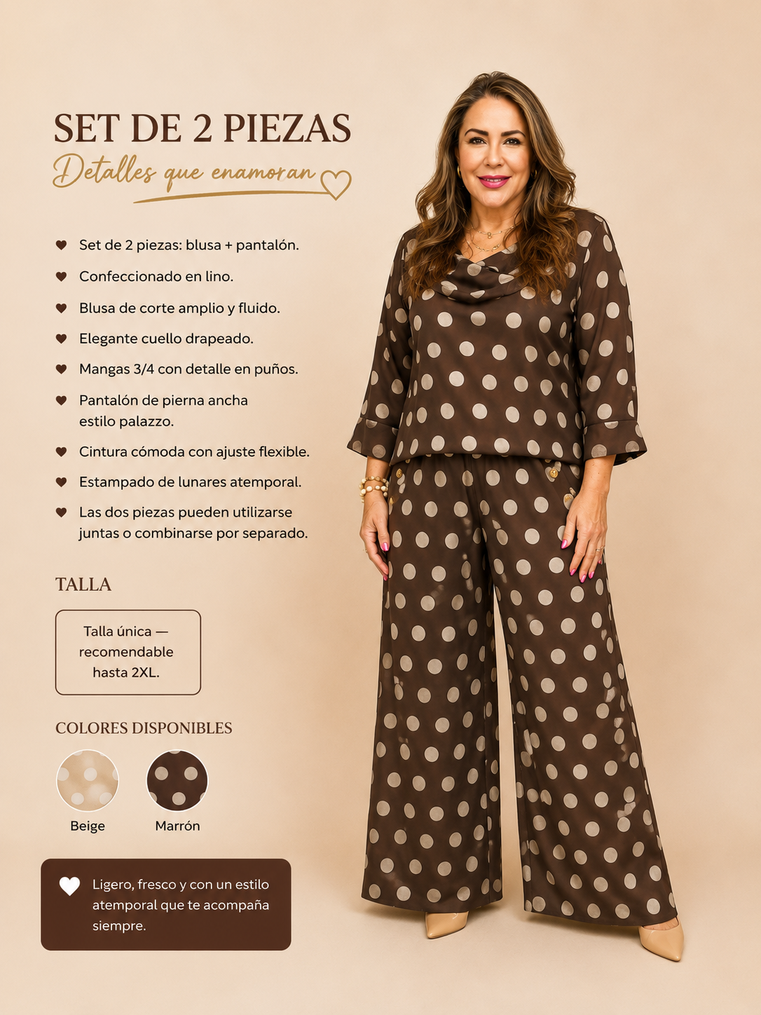Set de Lino Lunares – Blusa + Pantalón
