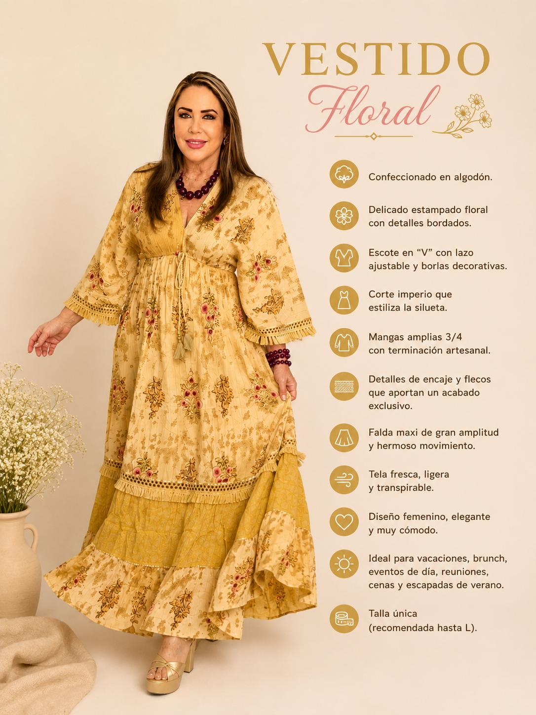 Vestido Maxi Boho Bordado