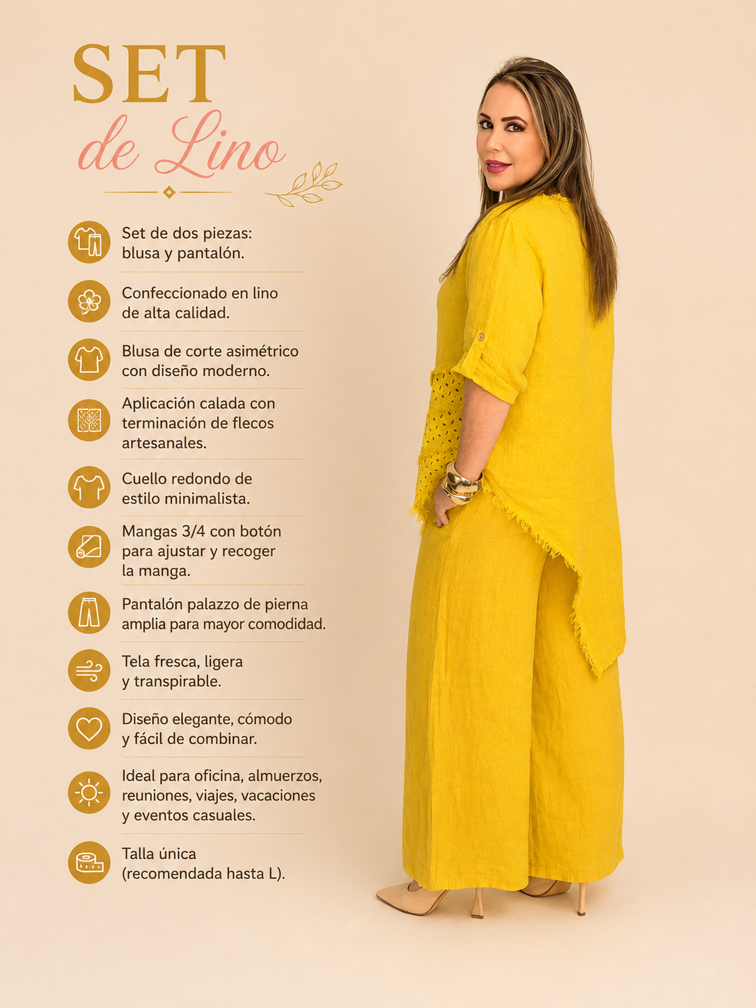 Set de Lino Asimétrico con Detalles Artesanales