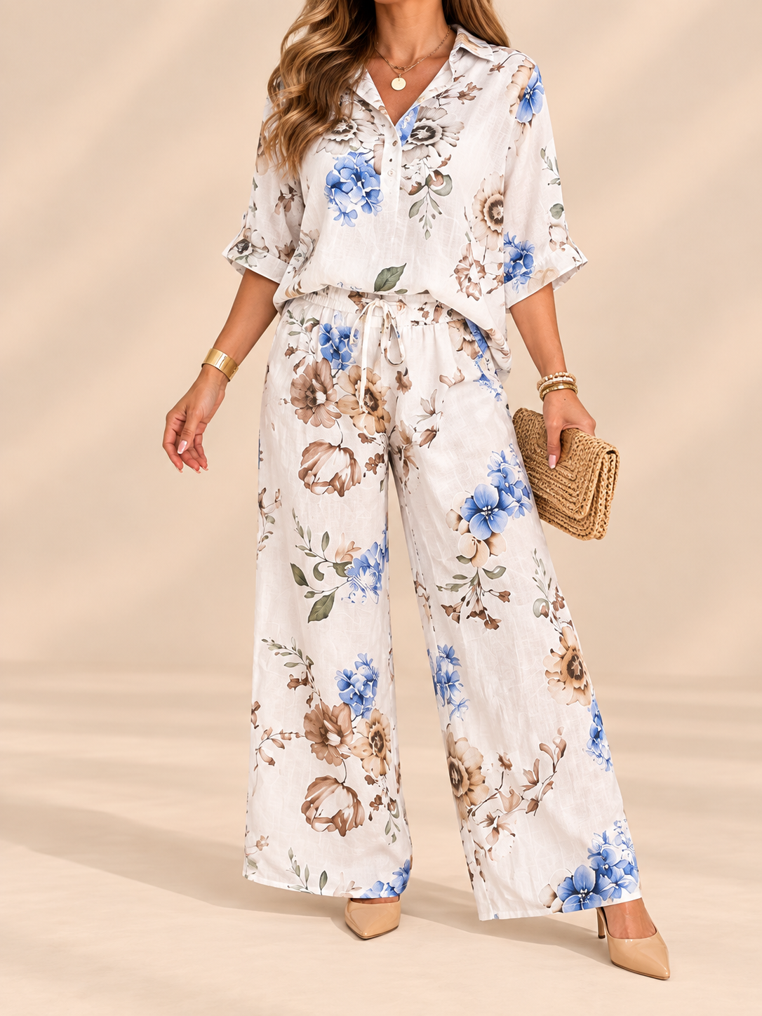 Blusa o Pantalón Floral de Lino – Piezas Coordinadas
