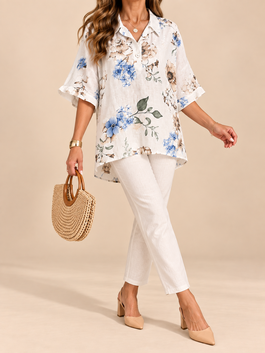 Blusa o Pantalón Floral de Lino – Piezas Coordinadas