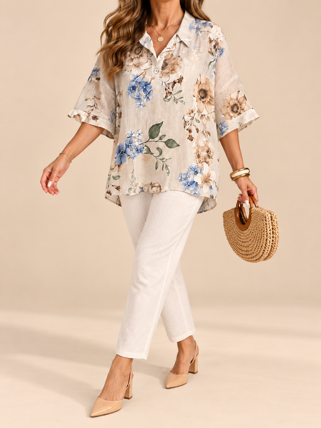 Blusa o Pantalón Floral de Lino – Piezas Coordinadas