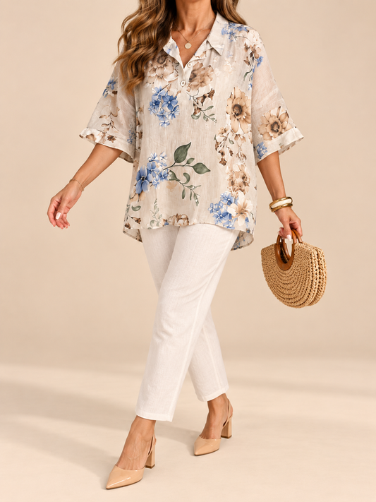 Blusa o Pantalón Floral de Lino – Piezas Coordinadas