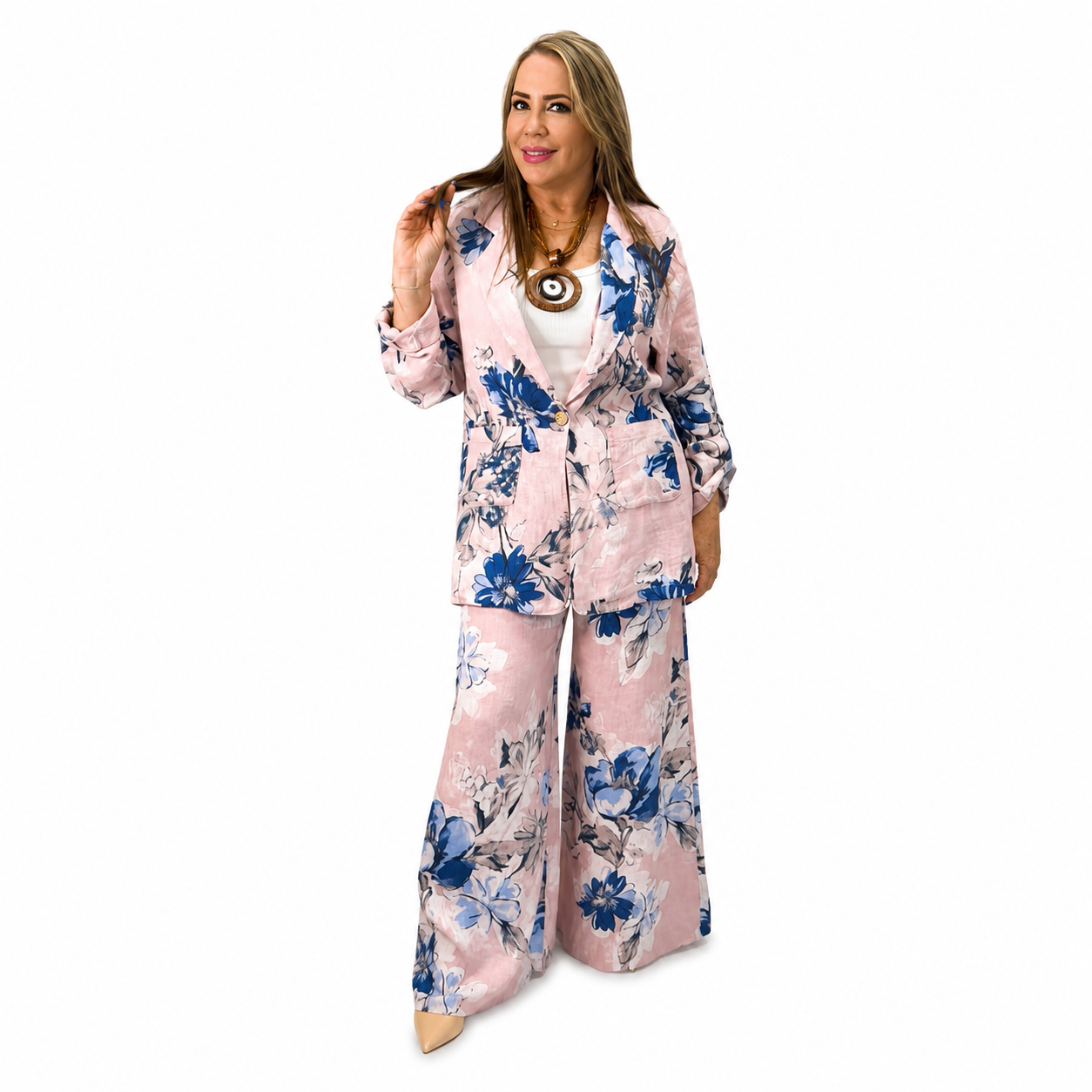 Set de Lino Floral Rosa