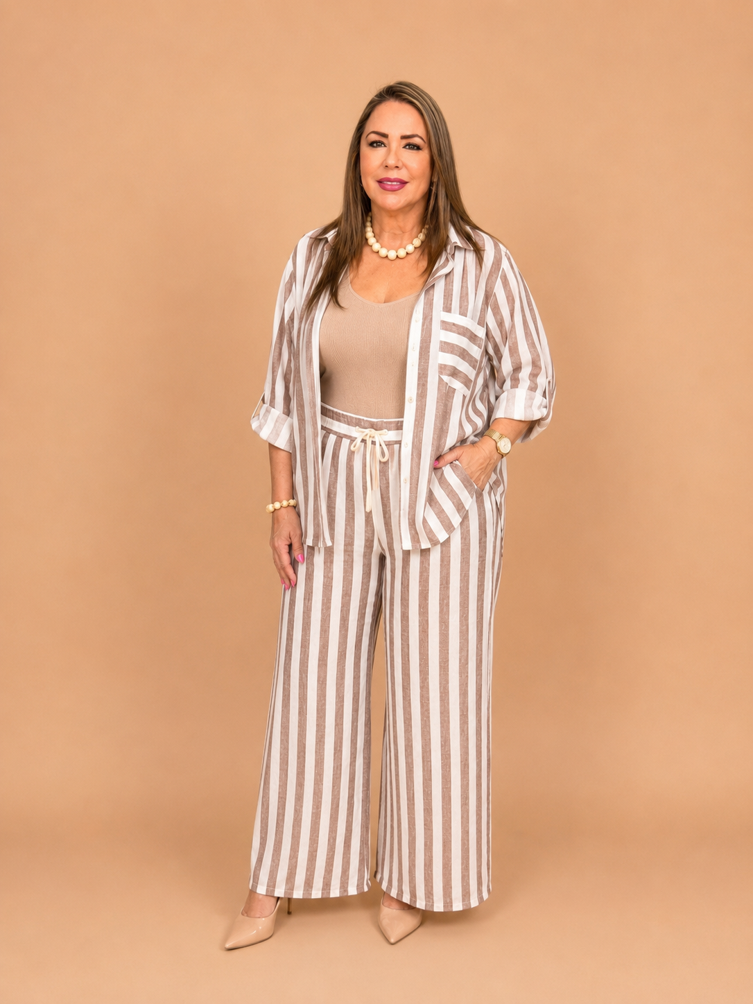 Set de Lino a Rayas Camisa & Pantalón