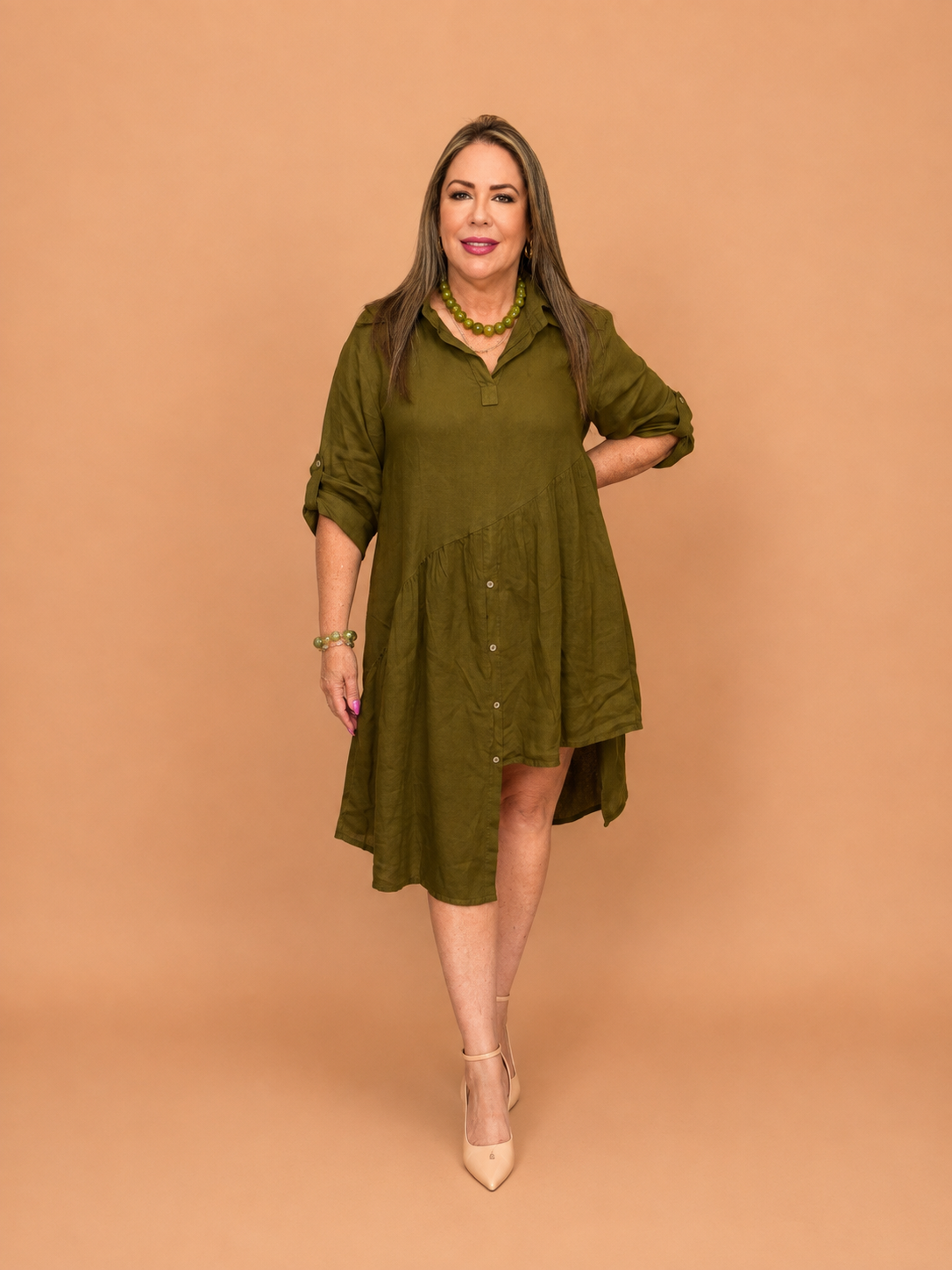 Vestido de Lino Asimétrico Camisero