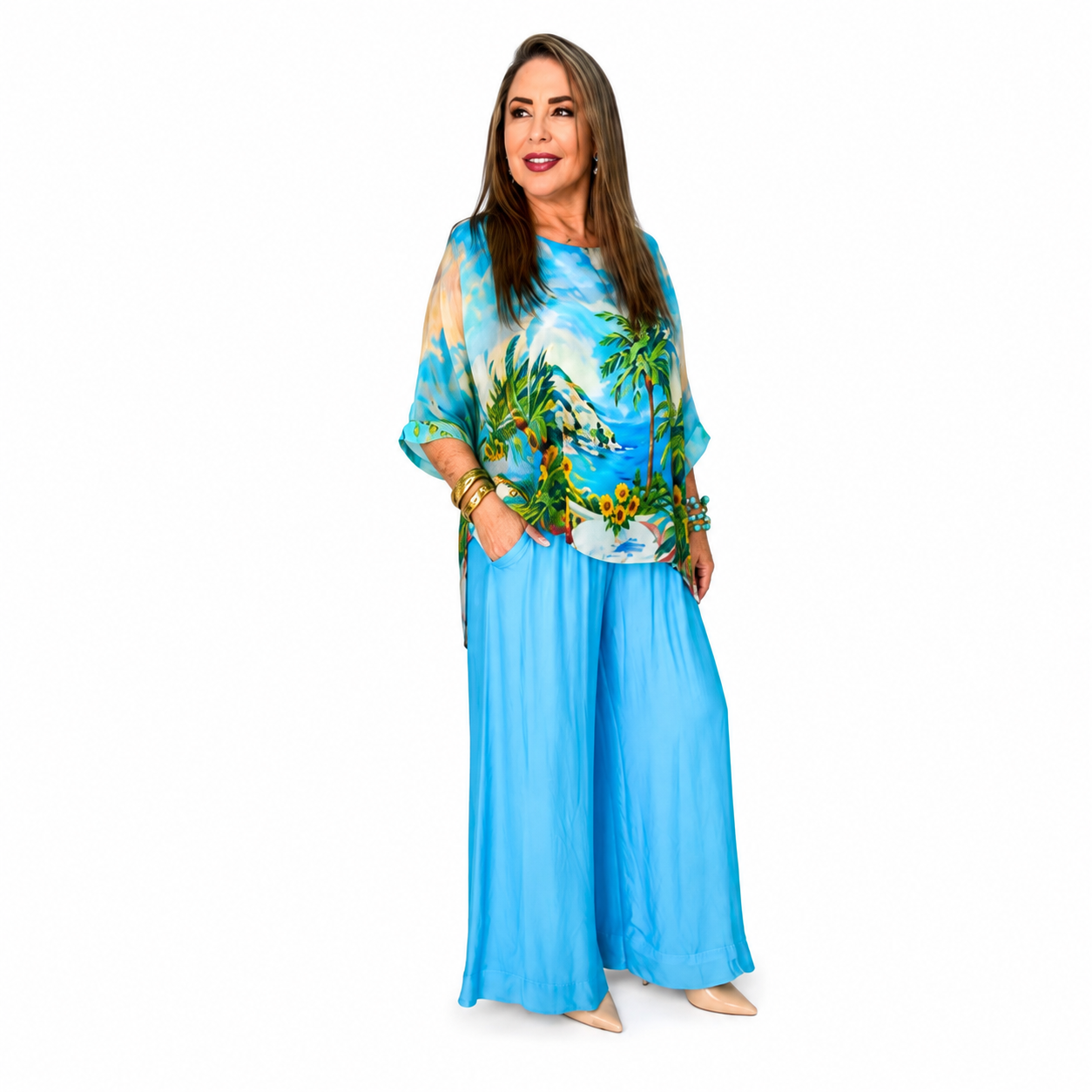 Conjunto Palazzo Tropical Azul