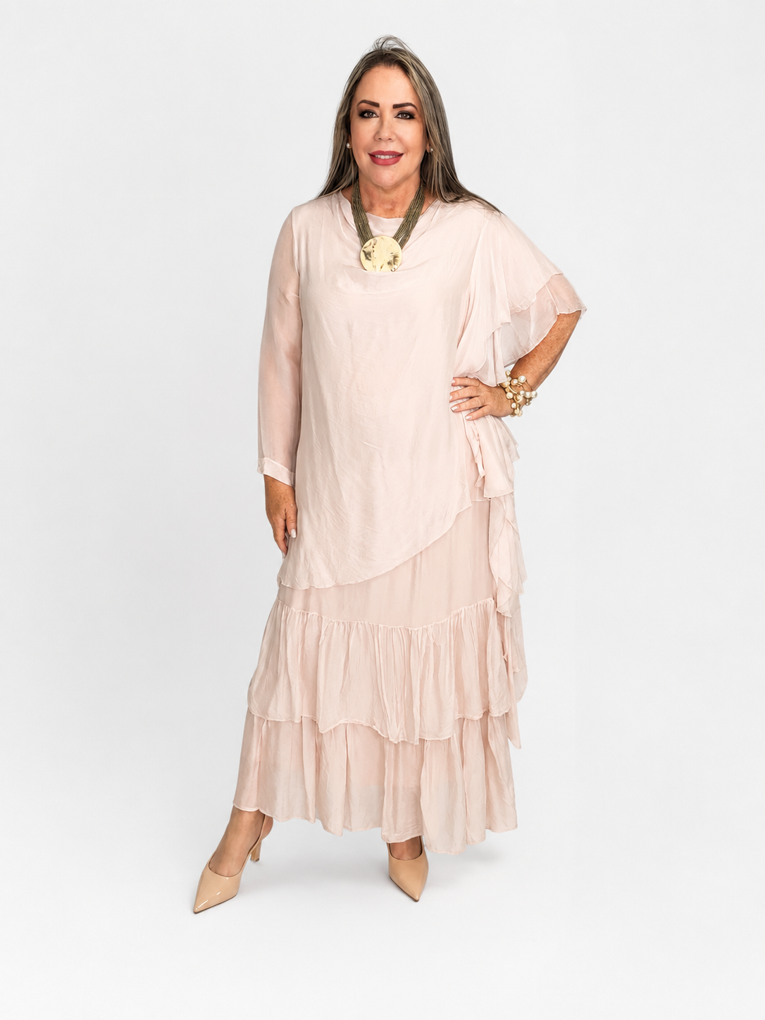 Blush Grace Silk & Viscose Dress