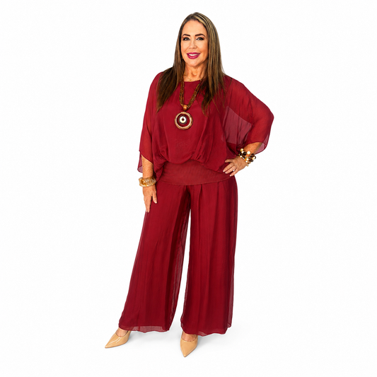 Set elegante de seda/ pantalón y blusa