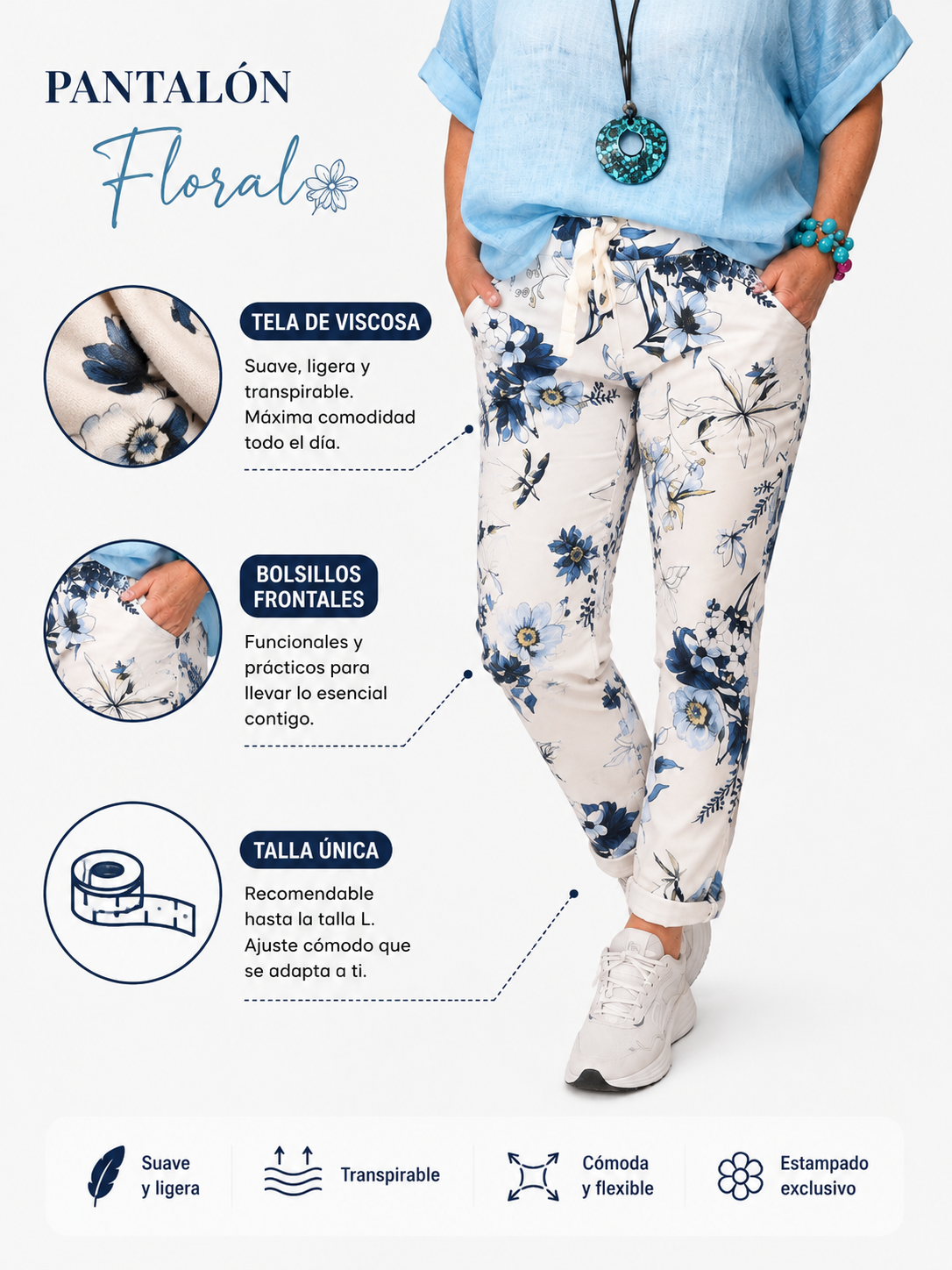 Pantalón Floral Viscosa