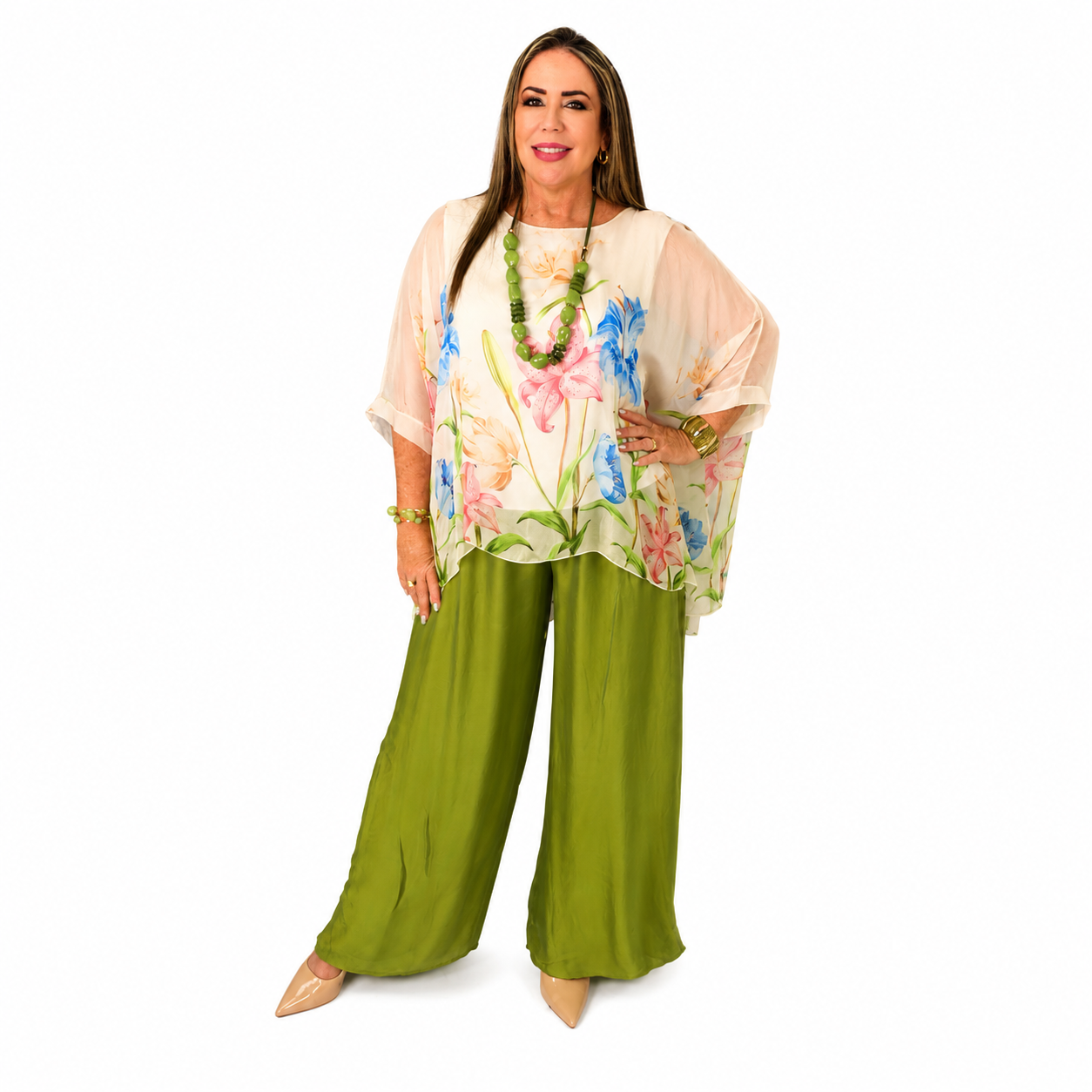 Conjunto Floral Seda Italiana