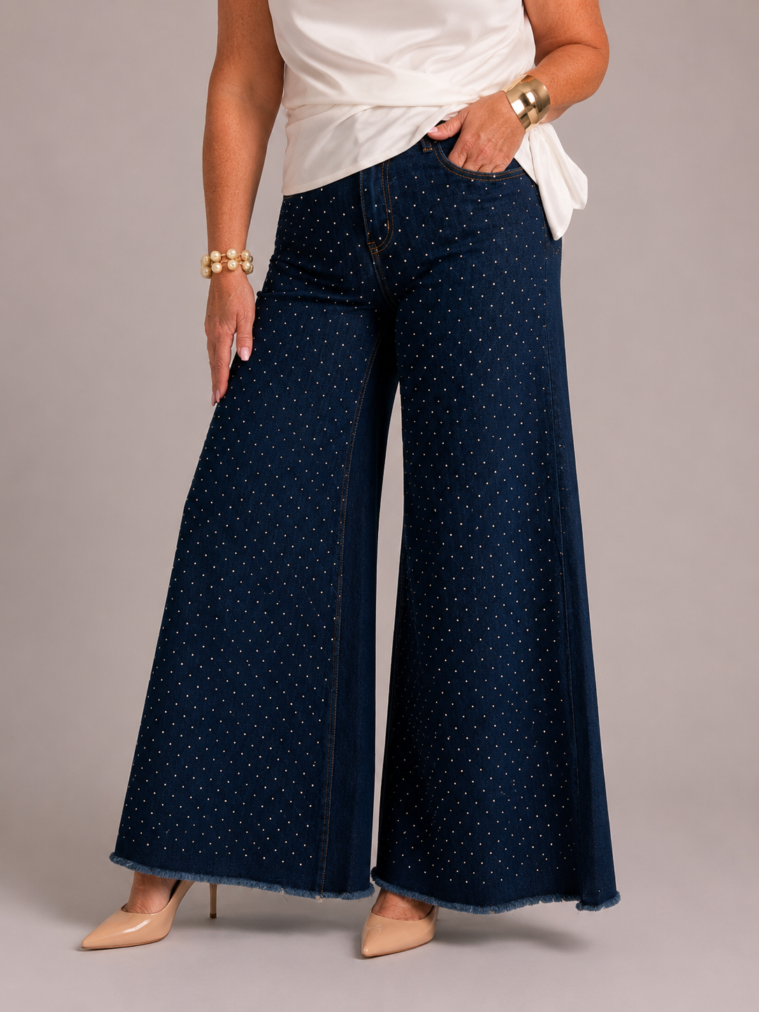 Jean Palazzo Denim Brillo
