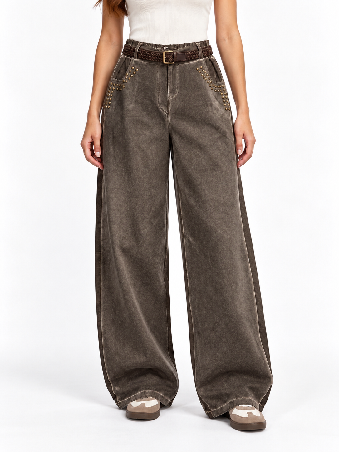 Pantalón de Algodón con Tachuelas