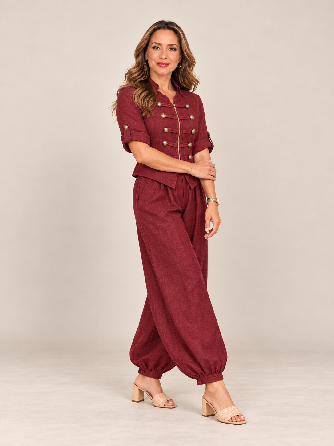 Set de Lino de 2 Piezas – Chaqueta y Pantalón Bombacho