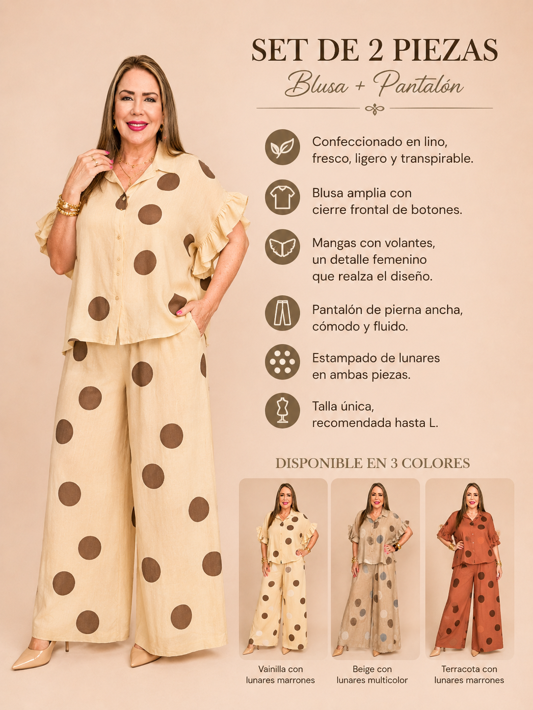 Set de Lino de Dos Piezas – Lunares 🤎✨