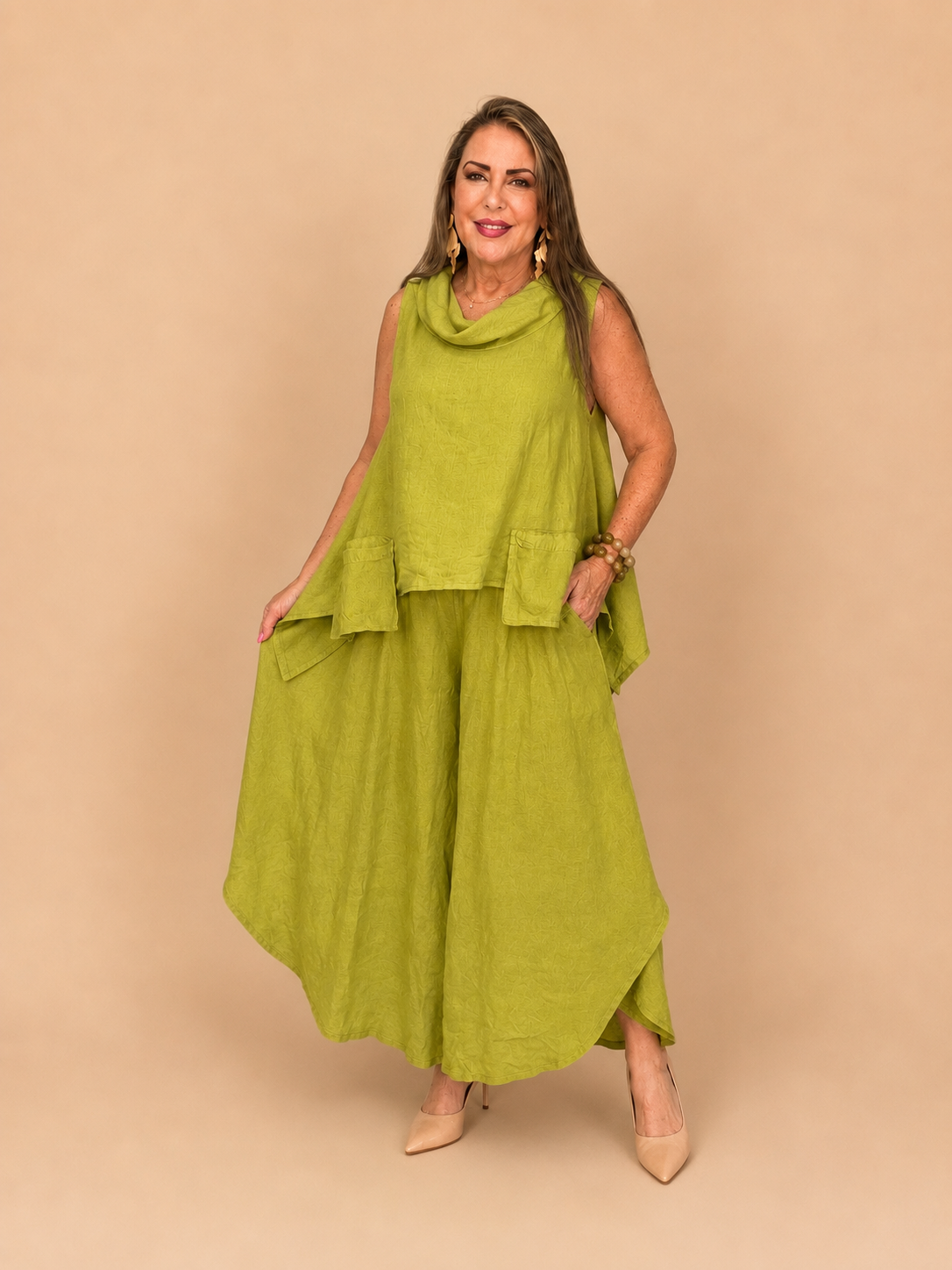 Set de Lino Italiano de Dos Piezas – Blusa + Pantalón