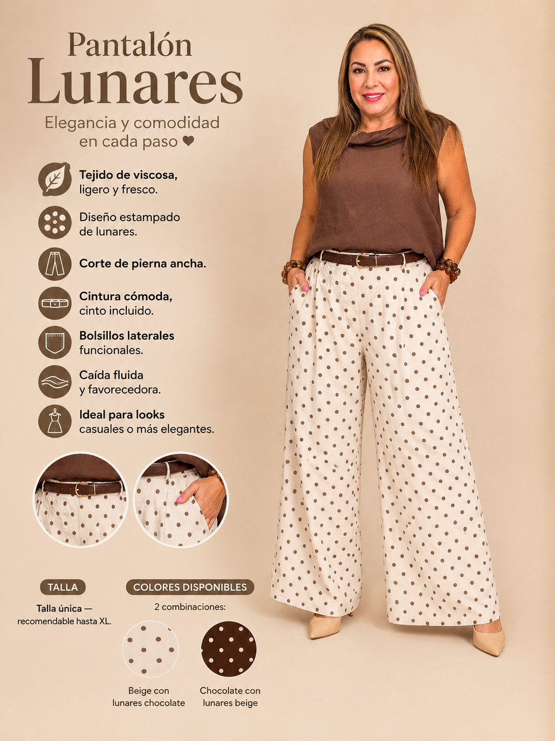 Pantalón de Viscosa con Lunares